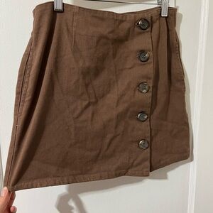 Forever 21 Brown Button-Front A-Line Skirt